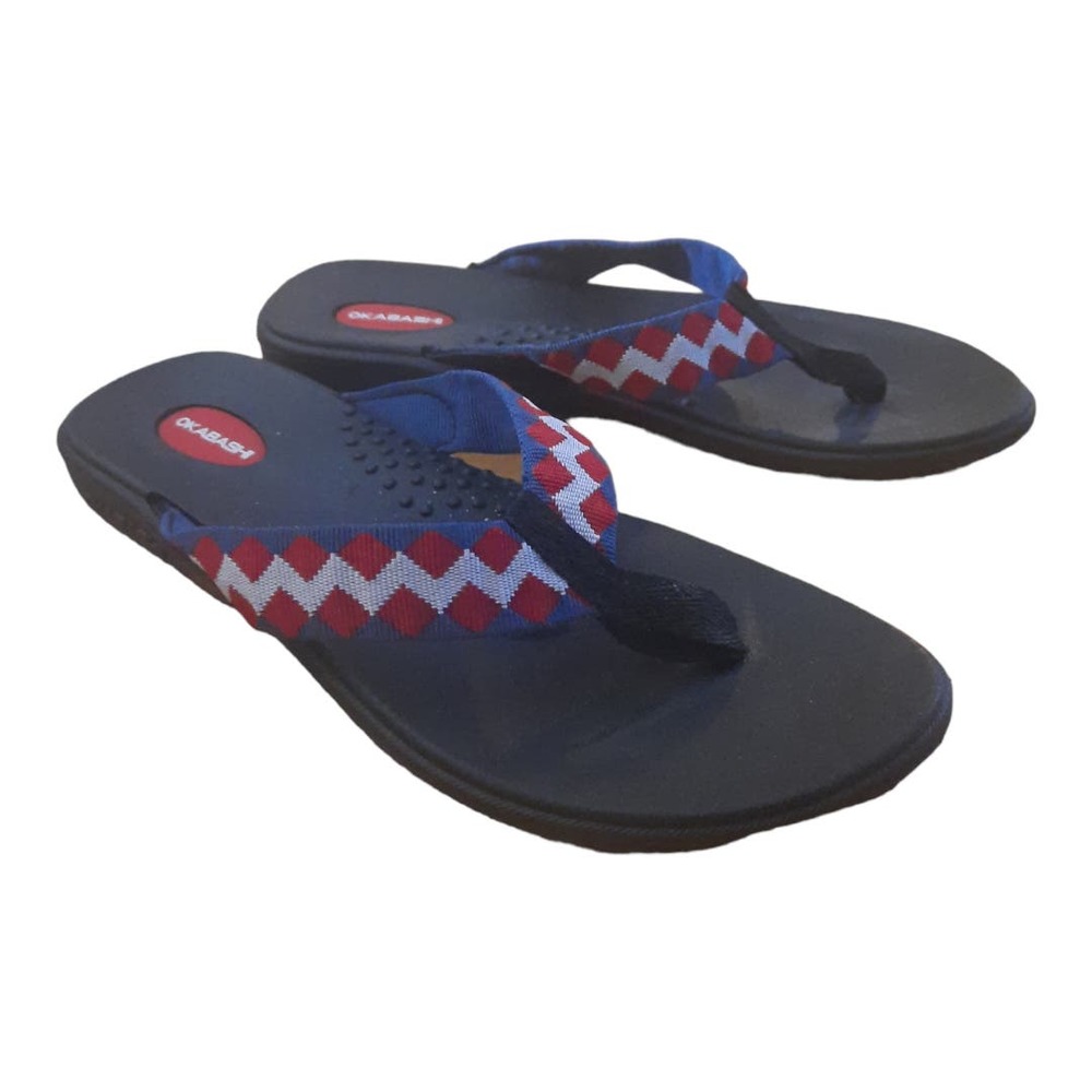 Okabashi Indigo Ocean Womens Red White Blue Flip Flop Sandles Size ML
